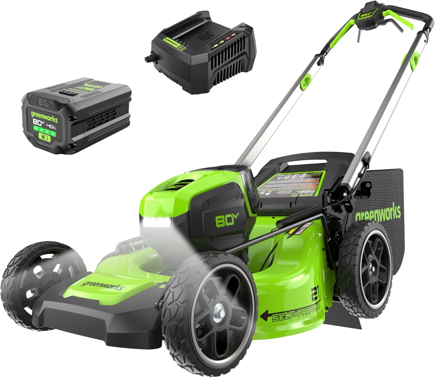Greenworks Pro 80V cordless self-propelled lawn mower product photo